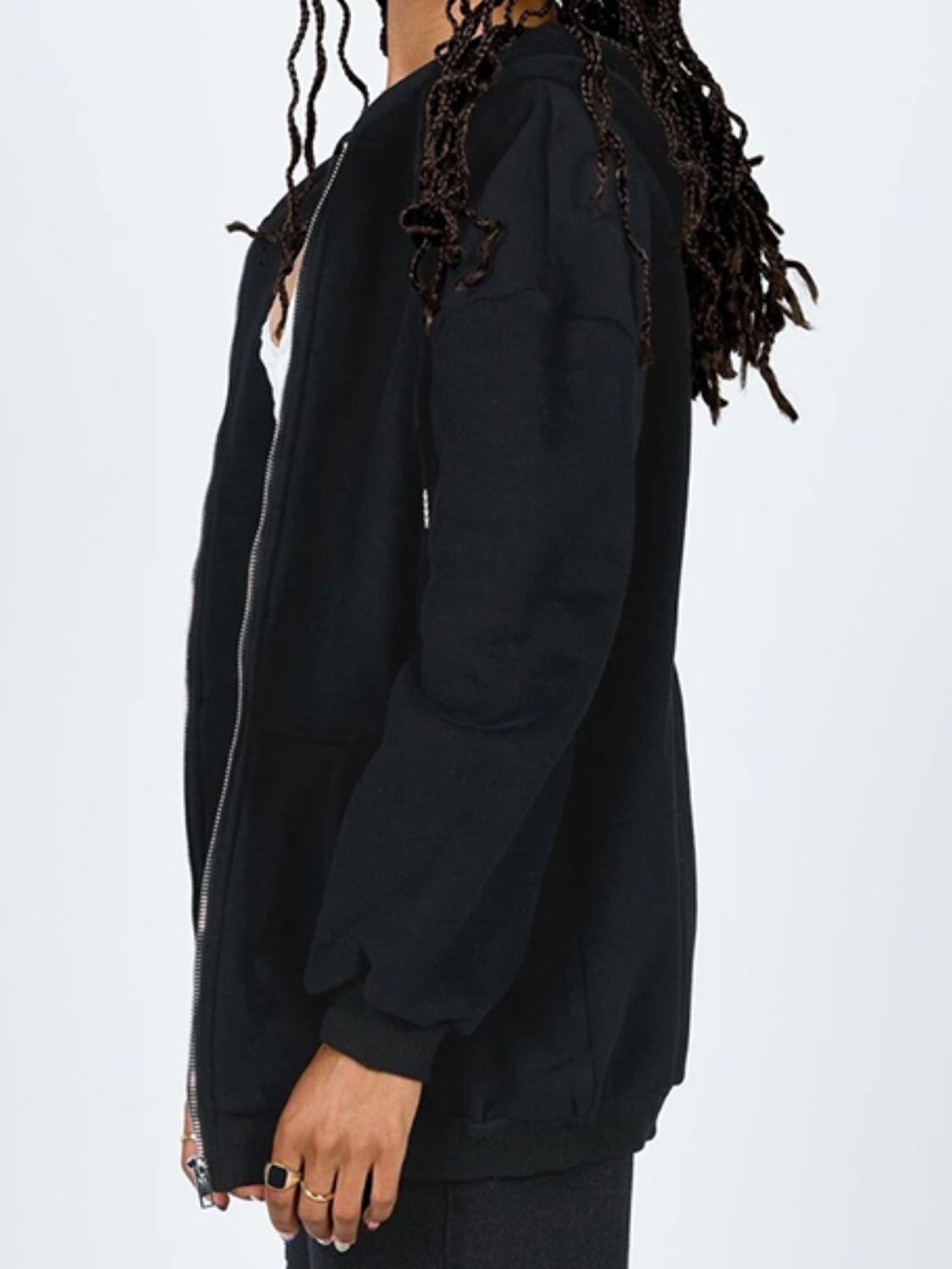 Zip-Up Drawstring Hoodie