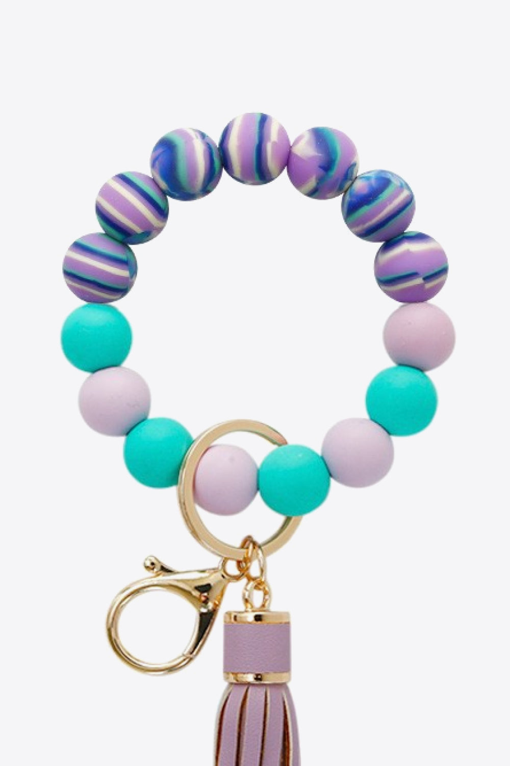 Random 3-Pack Silicone Bead Tassel Wristlet Key Chain