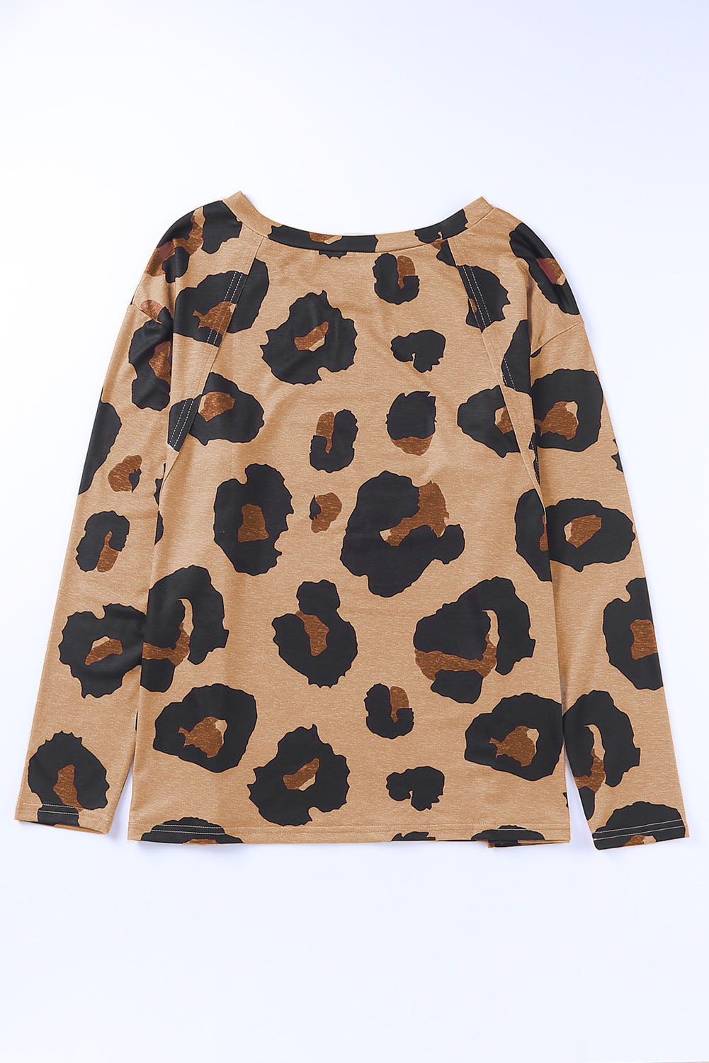 Full Size Leopard Print Round Neck Long Sleeve Tee