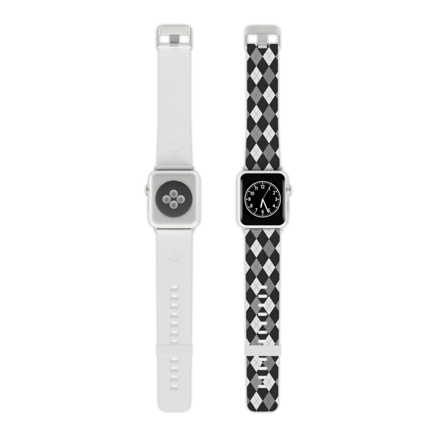 Black and White Argyle Thermo Elastomer Watch Band for Apple Watch