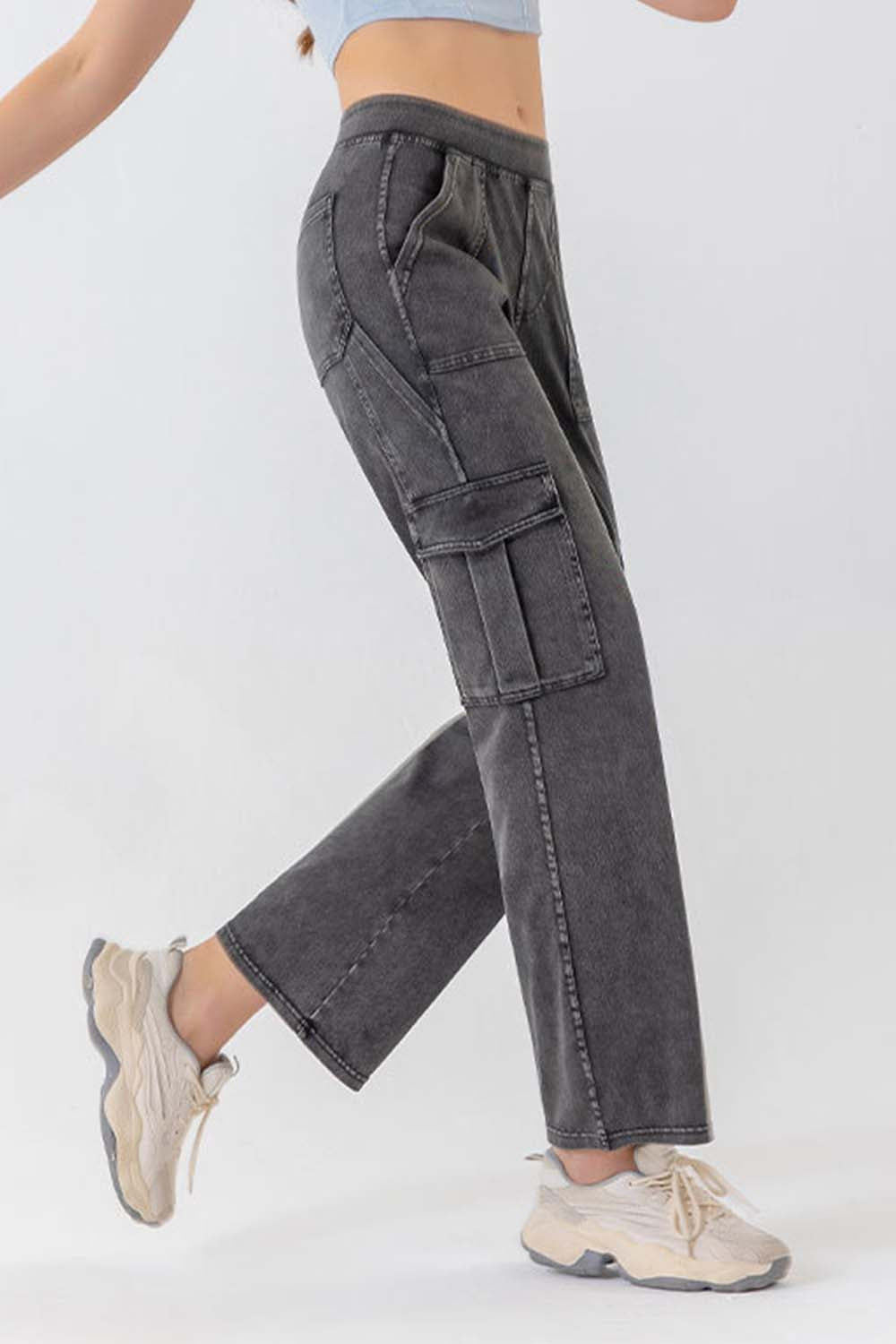 Buttoned Pocketed Long Jeans