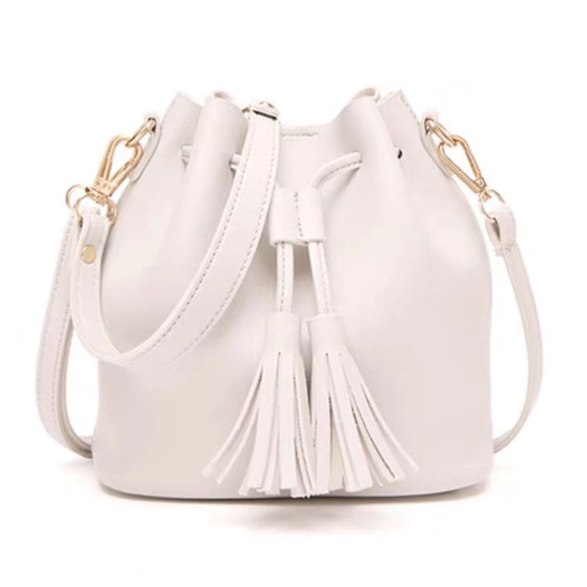 PU Leather Bucket Bag with Tassel