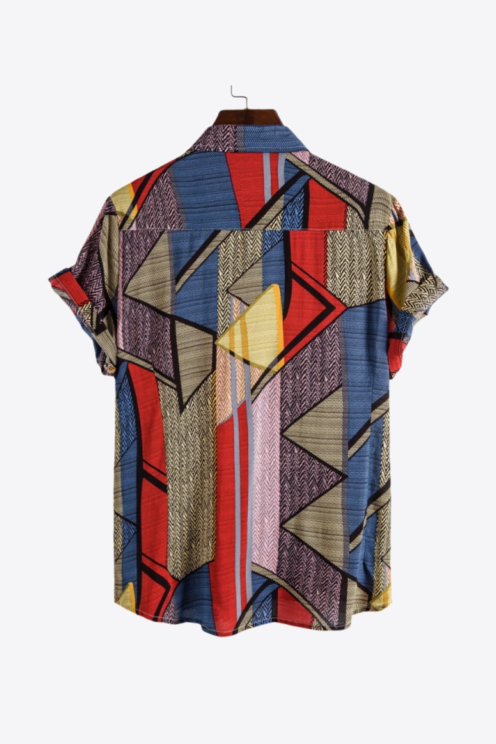 Full Size Geometric Print Button-Up Shirt