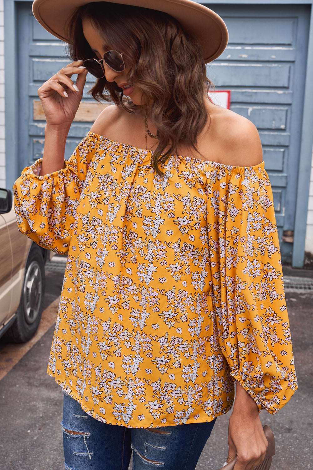 Off-Shoulder Balloon Sleeve Top