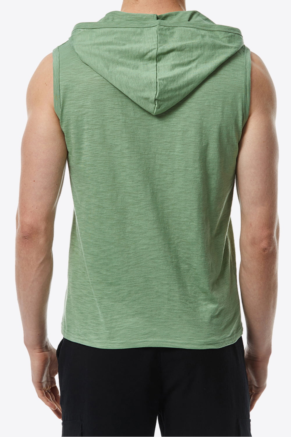 Quarter-Button Sleeveless Hoodie