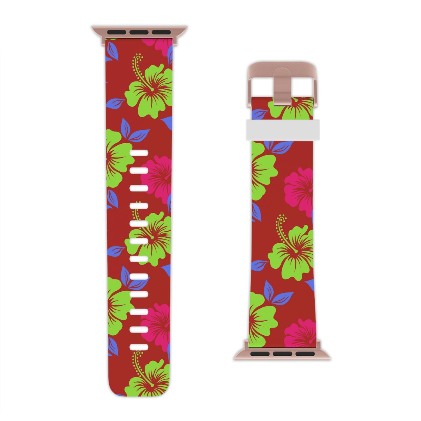 Red Tropical Pattern  Thermo Elastomer Watch Band for Apple Watch