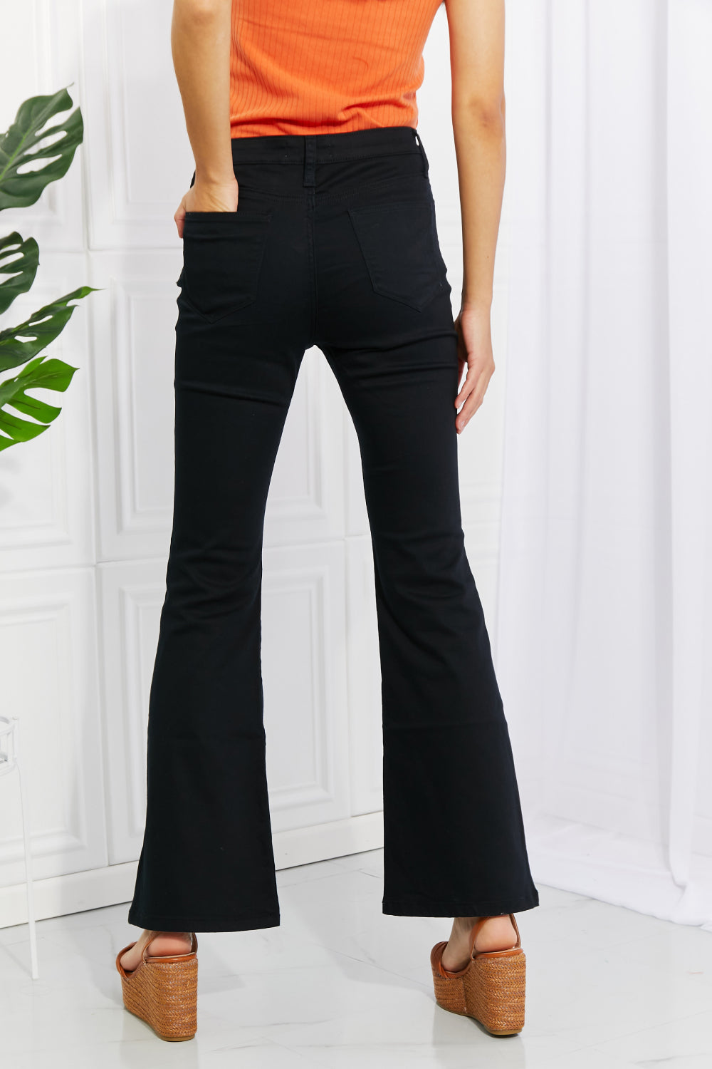 Zenana Clementine Full Size High-Rise Bootcut Jeans in Black