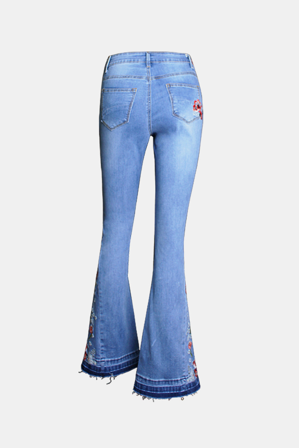 Full Size Buttoned Raw Hem Flare Jeans