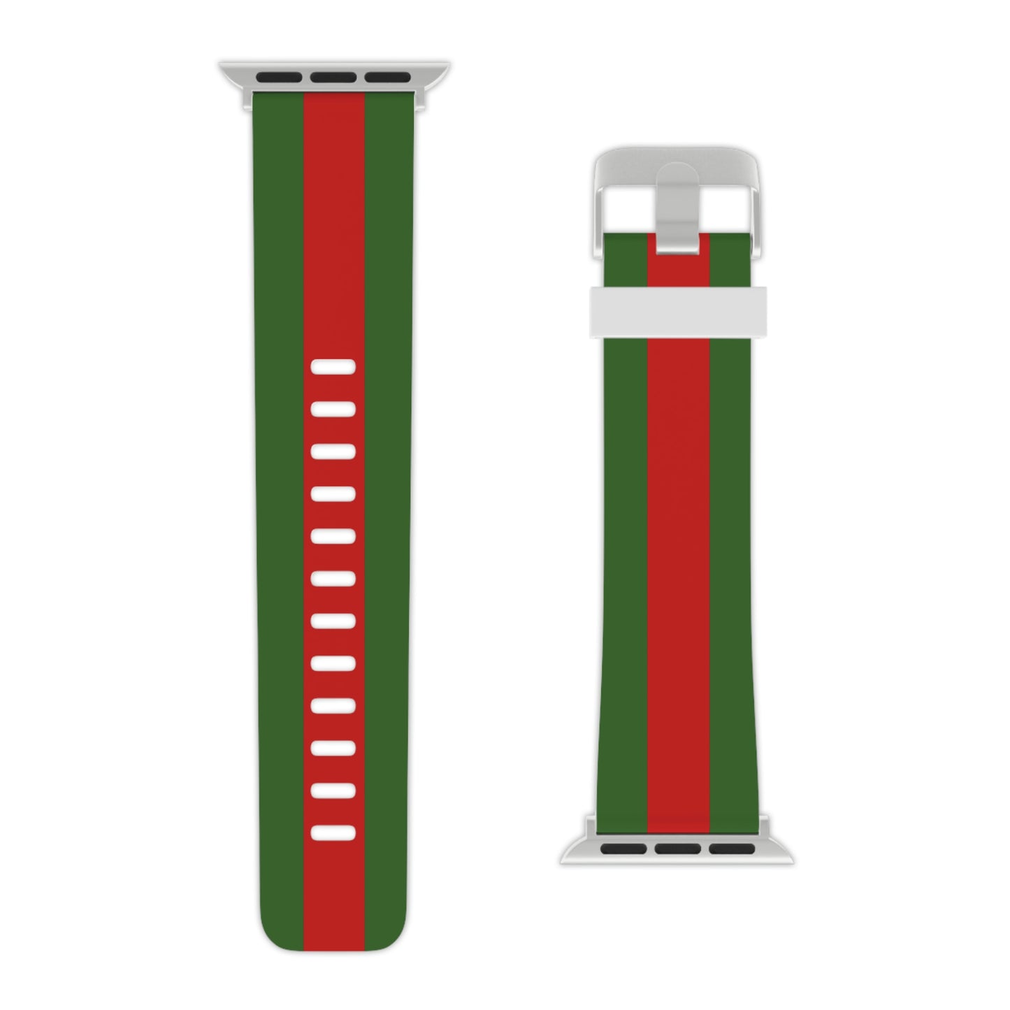 Green with Red Stripe Thermo Elastomer Watch Band for Apple Watch
