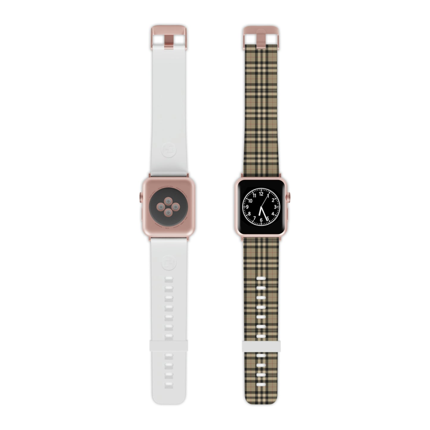 Tan and Black Plaid Thermo Elastomer Watch Band for Apple Watch