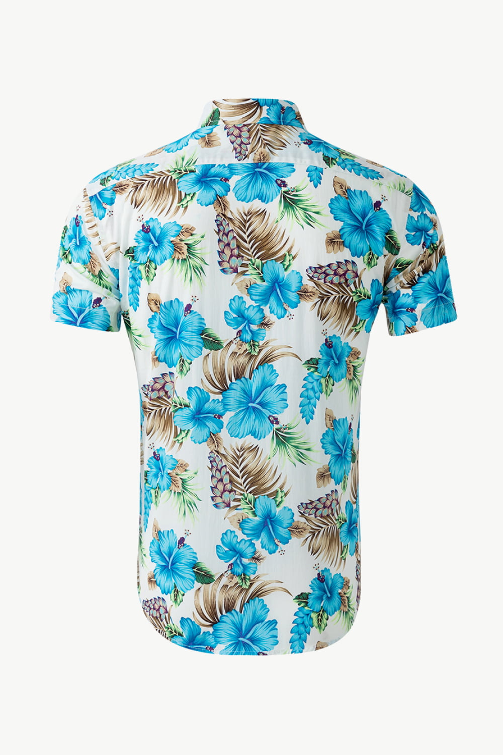 Tropical Pattern Button-Down Vacation Shirt