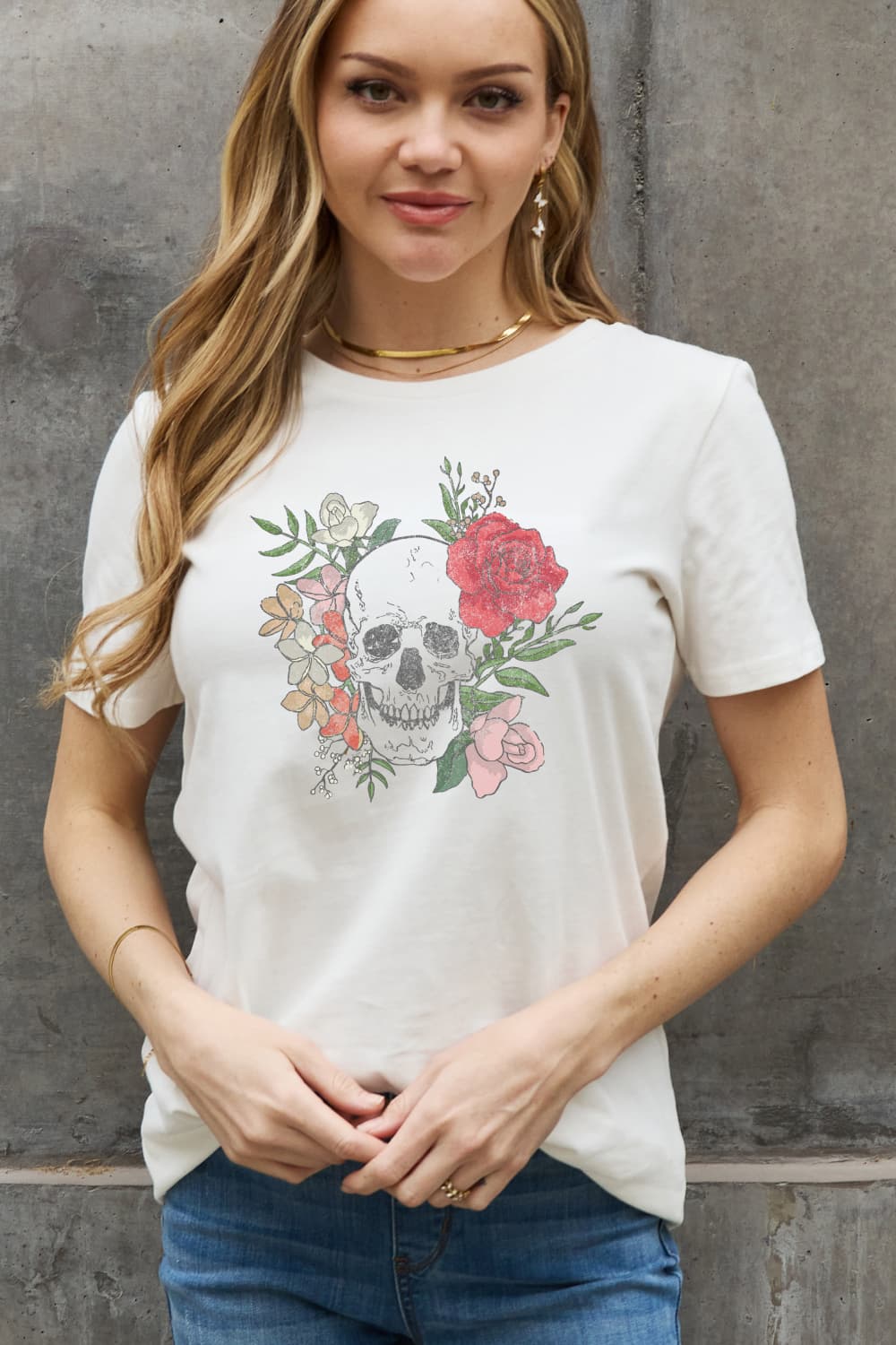 Simply Love Full Size Skull Graphic Cotton Tee