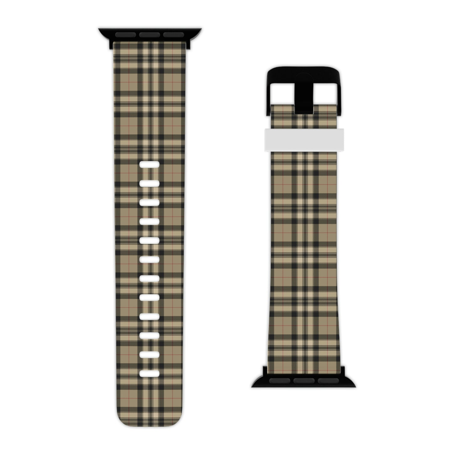 Tan and Black Plaid Thermo Elastomer Watch Band for Apple Watch