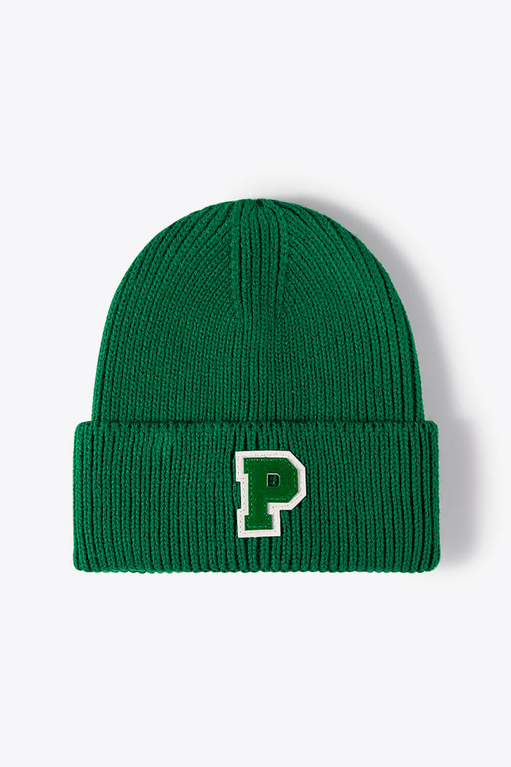 Letter Patch Cuffed Knit Beanie