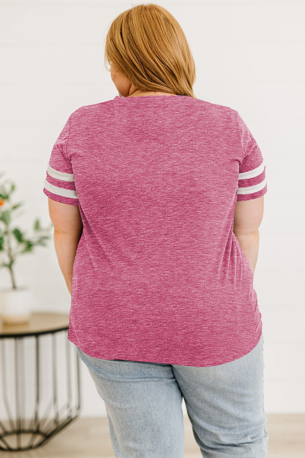 Plus Size Striped V-Neck Tee Shirt