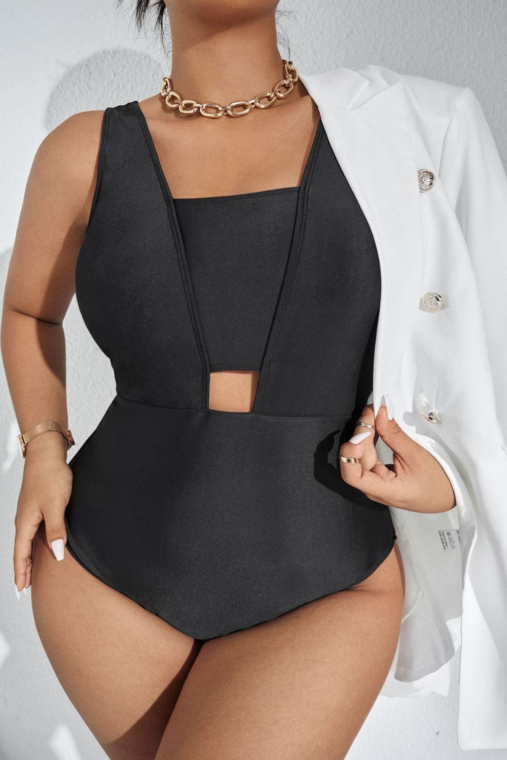 Plus Size Cutout Sleeveless One-Piece Swimsuit