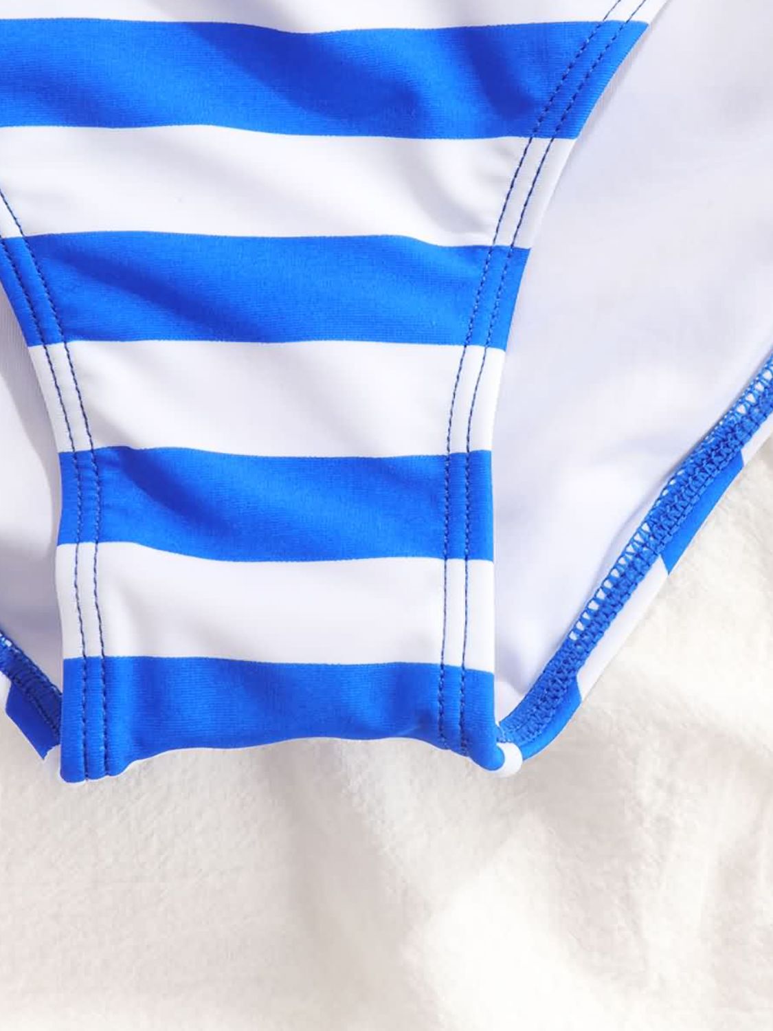 Striped Contrast Halter Neck Bikini Set