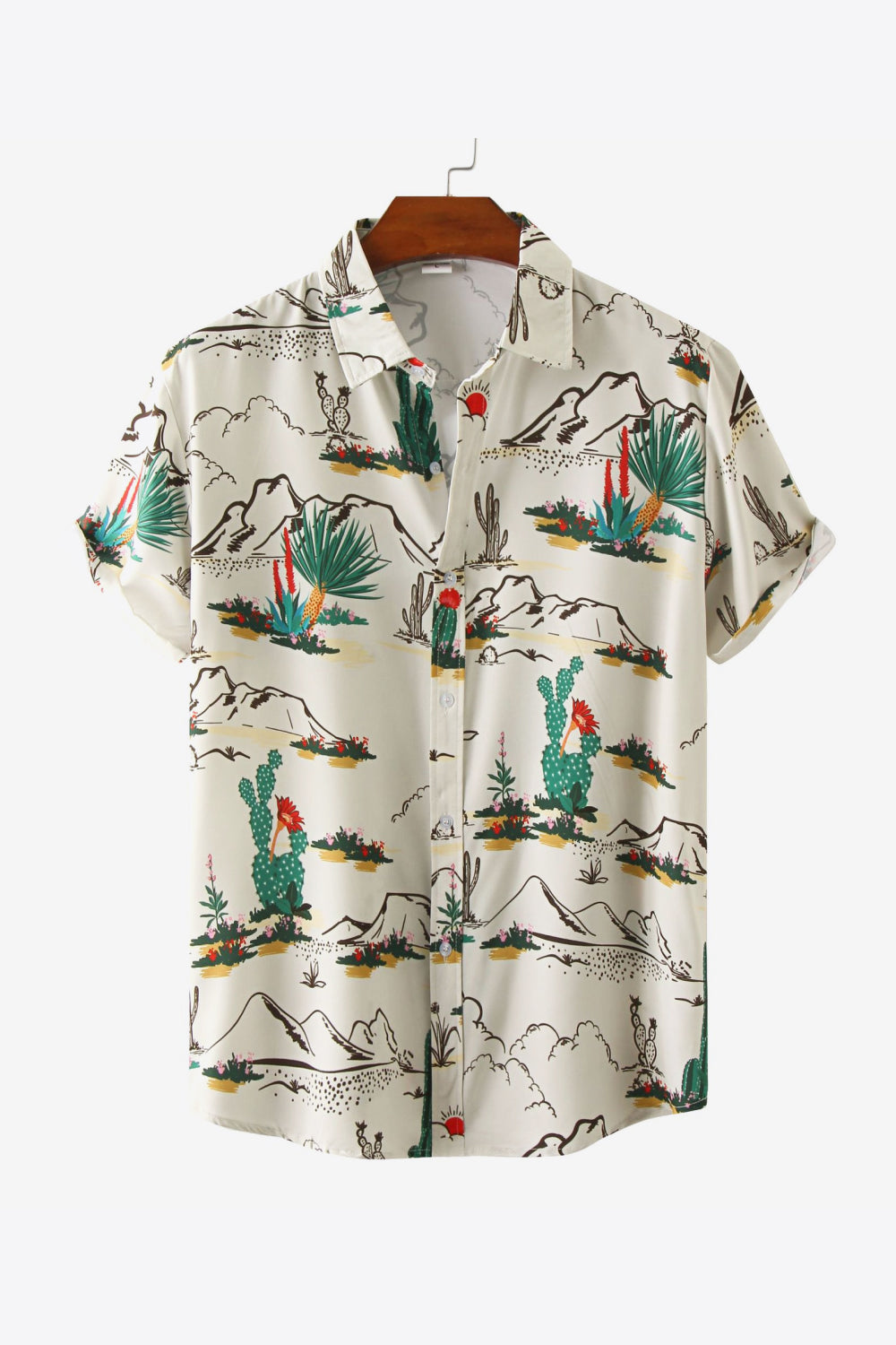 Printed Collared Neck Beach Shirt