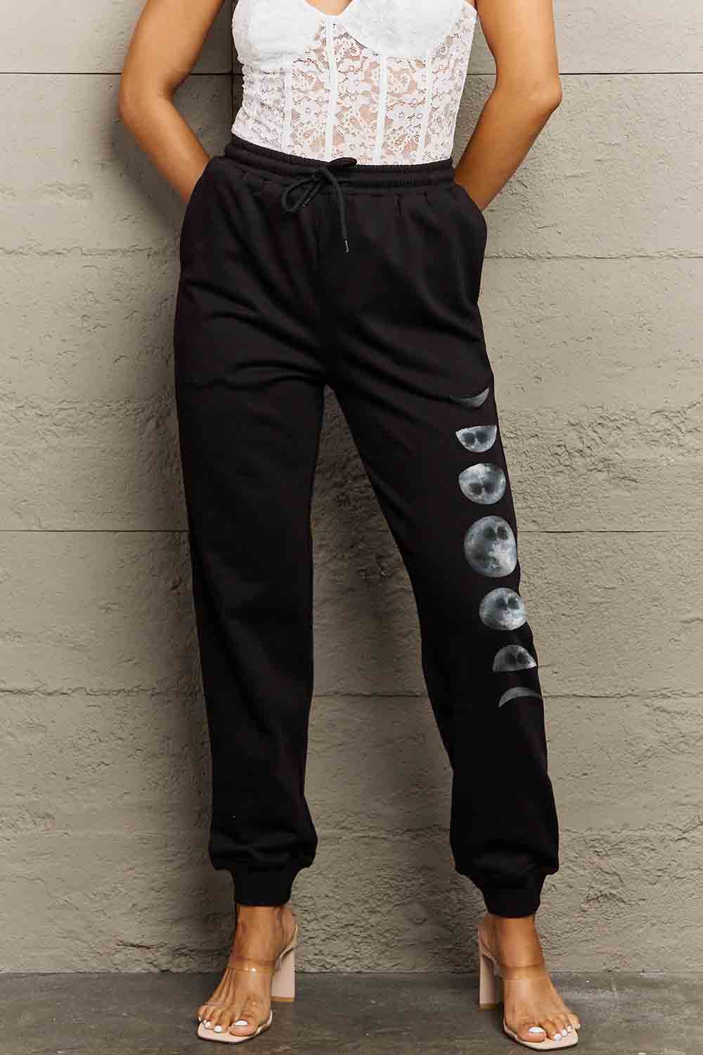 Simply Love Full Size Lunar Phase Graphic Sweatpants