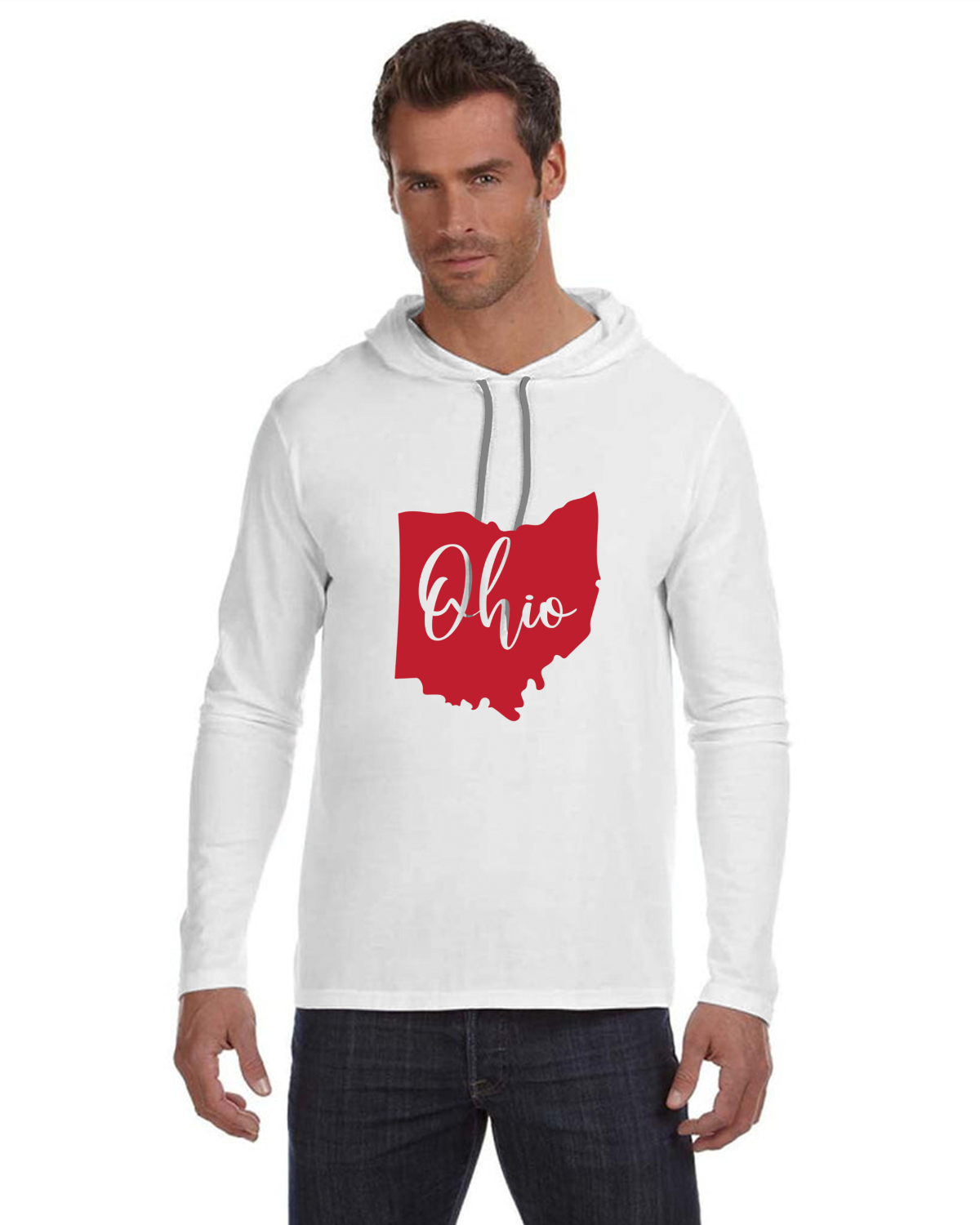 State of Ohio  Lightweight Hooded Long Sleeve T-Shirt